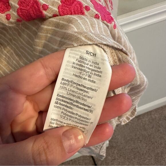 J. Crew Tan Pink Embroidered Linen Tunic Top Small - Picture 11 of 15